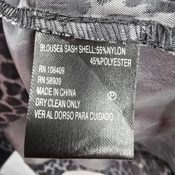 210. Alex Marie Black Gray Executive Jacket Coat Formal Animal Print Medium - Picture 7 of 8